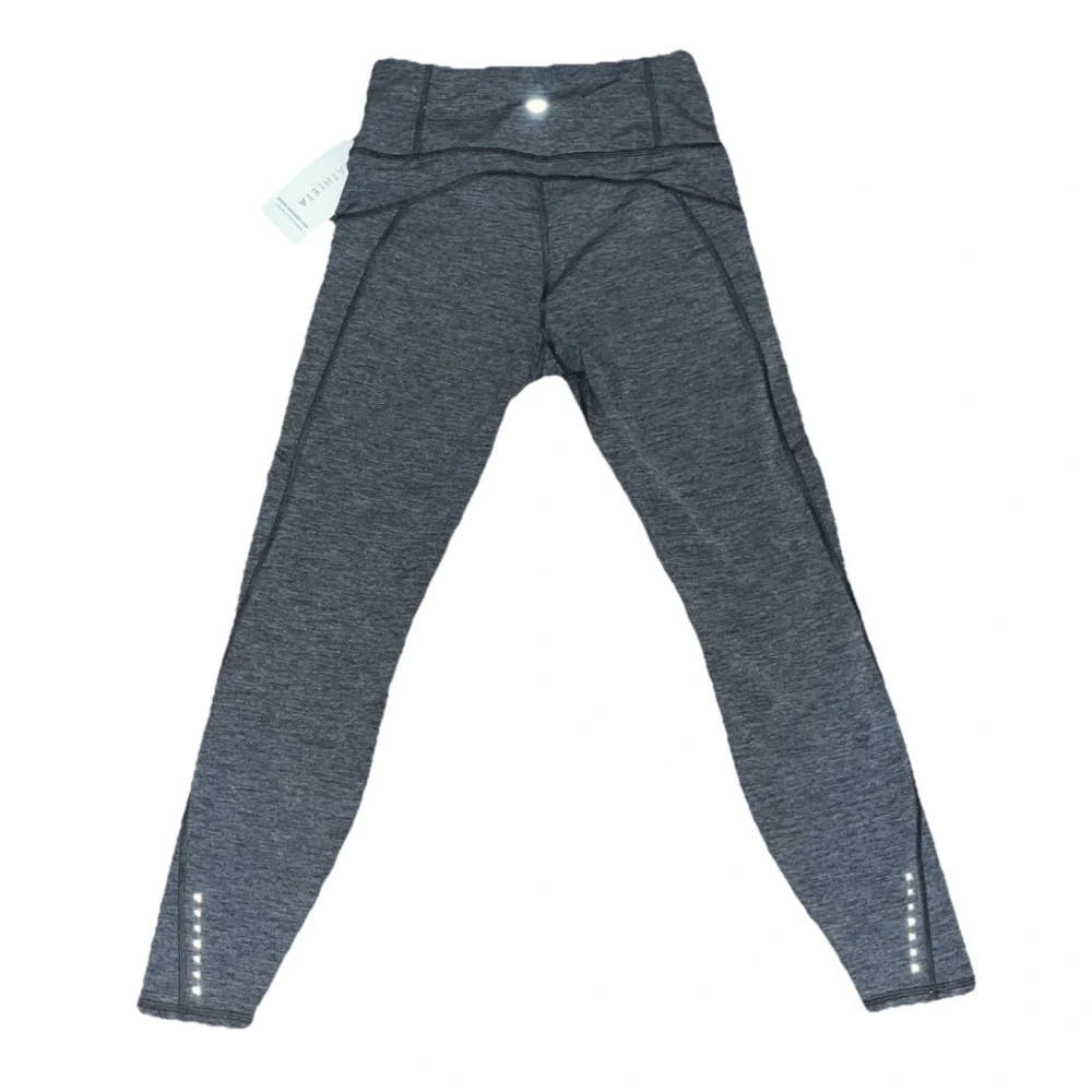 Athleta Rainier Heather Tight Grey Heather Legging Zip Up Pockets Reflective NWT - Picture 10 of 16